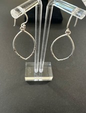 STERLING SILVER OPEN MARQUIS HAMMERED DANGLE ...