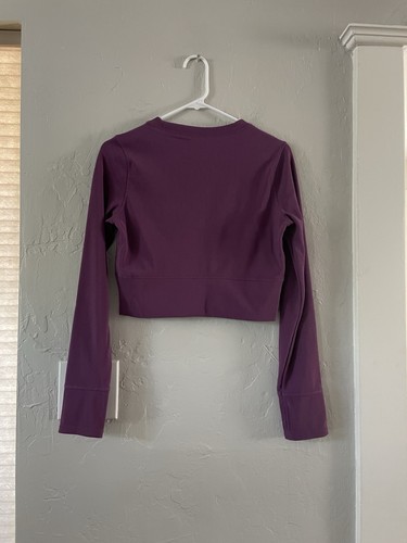 Move Theology Purple ribbed crop athletic Workout top Size M - Picture 2 of 2