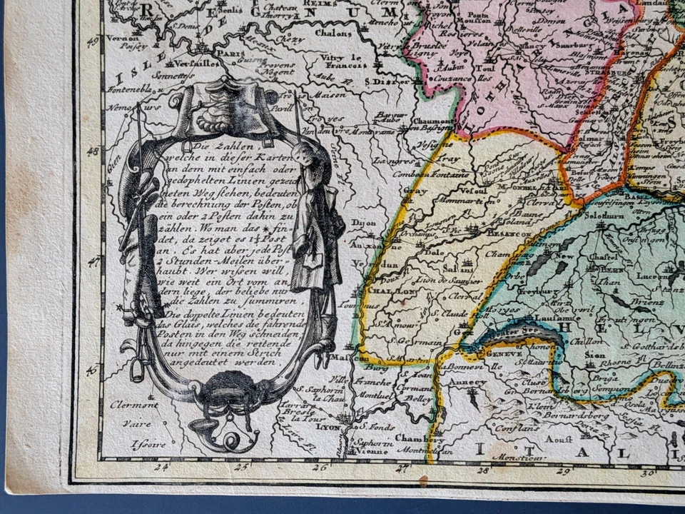 Mapa de ruta postal Weigel 1718 Sacro Imperio Romano Germánico, Benelux, Austria, Suiza Foto 3 de 4