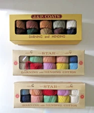 Vintage J. & P. Coats Darning and Mending Thread in Box A 227 + 2 Star Brand