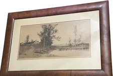 Antique Framed Etching By Radtke Lauchner 1893, Signed