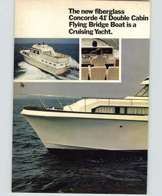 1972 PAPER AD PG Concorde 41' Double Cabin Flying Bridge Motor Boat Yacht 