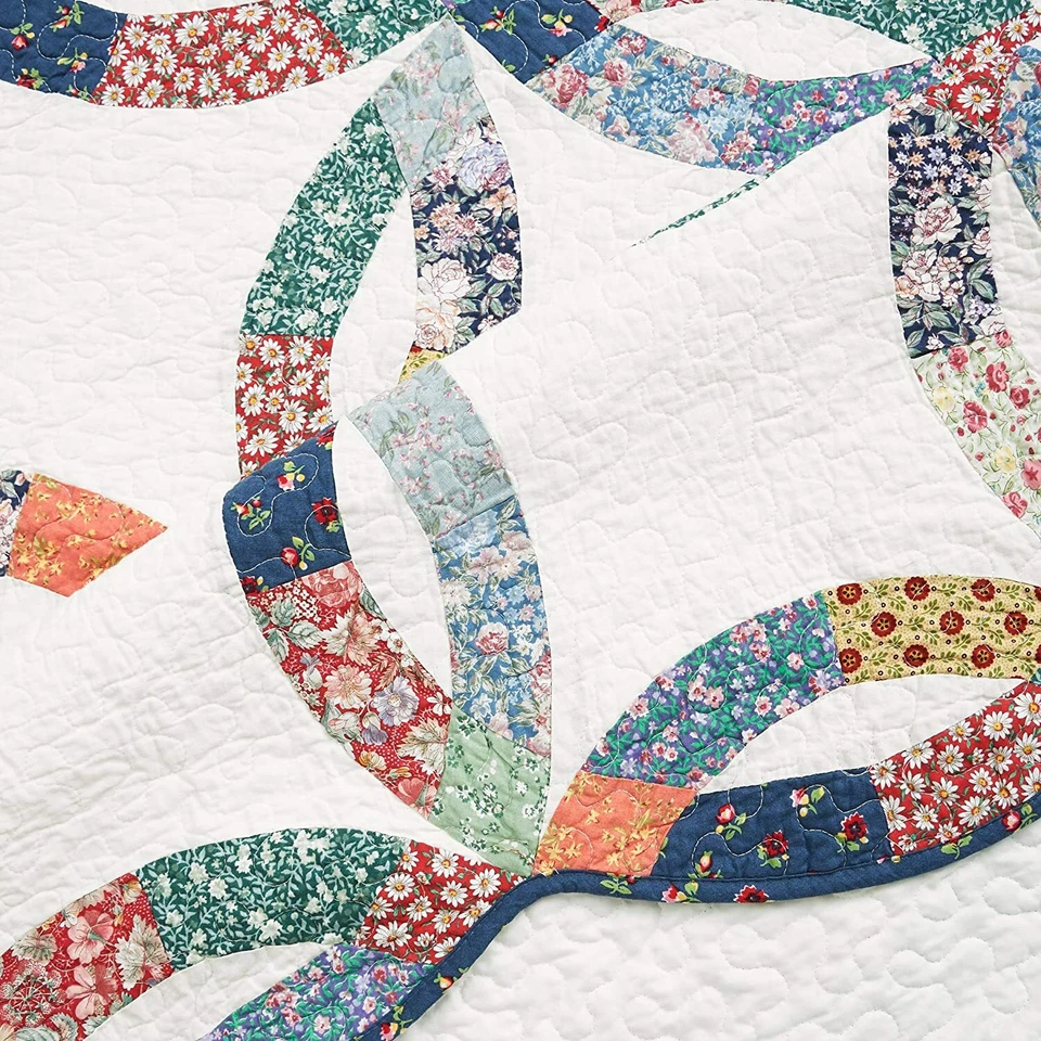 ANILLO DE BODAS PATRIMONIO CONJUNTO COMPLETO DE 3 piezas reina edredón: reliquia vintage azul país Foto 2 de 4