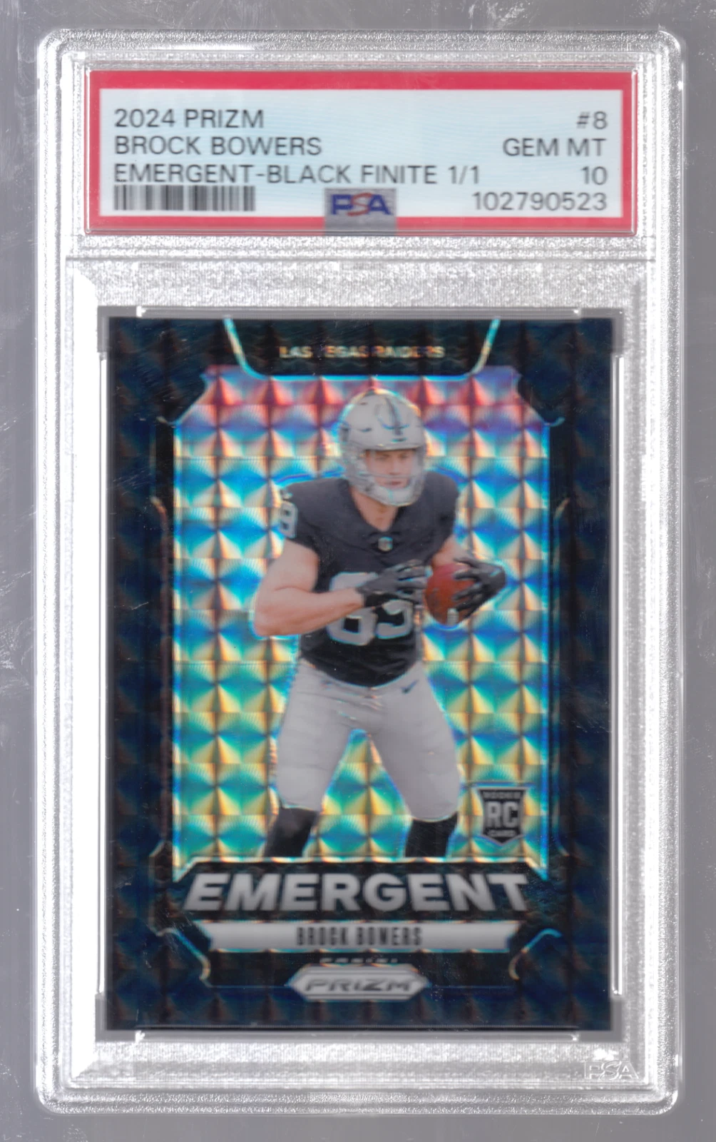 Brock Bowers Panini Prizm Emergent #8 Black Finite 1/1