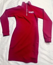 Fashion Nova Red Small Mini Dress Rebel 1/4 Zip Mock Neck Flattering Bodycon Y2K