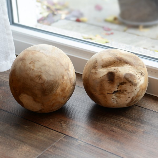 Teakholz Kugel Ca. 20 Cm Geschliffen Wurzelholz Unikat Wohnfreuden-image