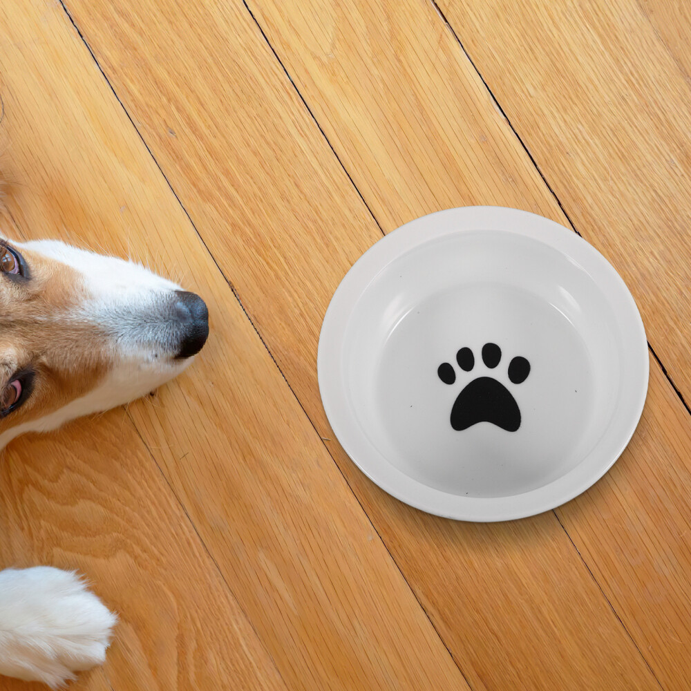 Ceramic Cat Bowl with Paws Pattern Cat Food Bowl for Food and Water Cat