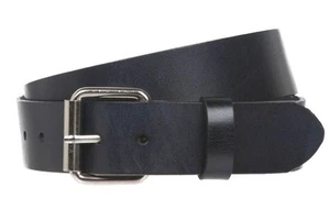 Black Leather Belt Heavy Duty 4mm Thick 1 1/2" or 38mm Wide Removable Buckle 