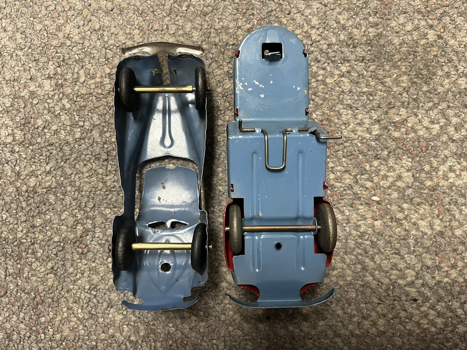 + Rare Vintage Pressed Steel Marx Wyandotte Blue Streamline Car w/ Red