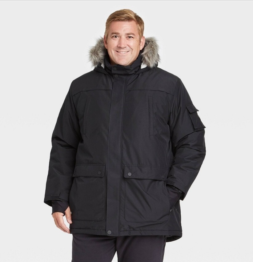 Men's All In Motion Winter Parka Jacket Faux Fur Hooded Men's All In Motion Winter Parka Jacket Faux Fur Hooded