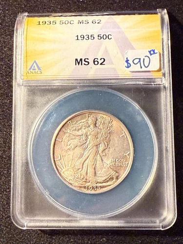 1935 WALKING LIBERTY HALF DOLLAR ANACS MS 62