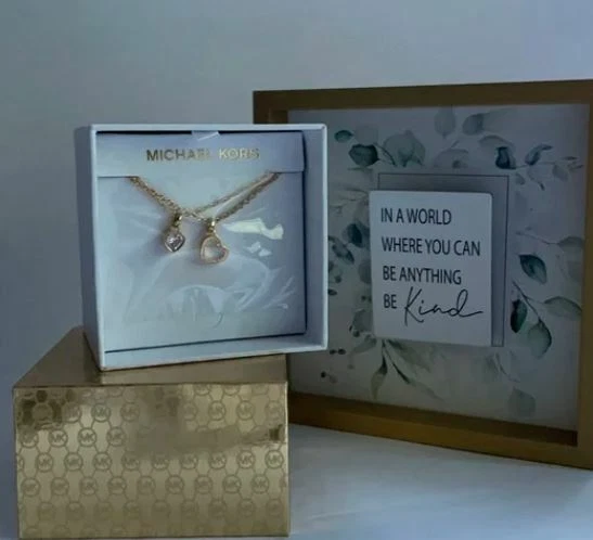 ?? Michael Kors ?? MKJX7801710 ? Collana Doppio Ciondolo Cuore Oro ? D52