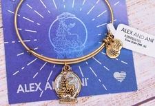 NEW NWT Alex and Ani Snow Globe Gold Bracelet W/Card & Box