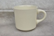 Vintage beige stoneware coffee mug Made in USA, Plain off white
