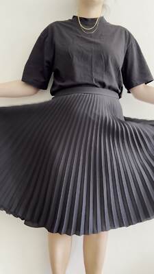 ワンピース BURBERRY Women Mid Skirts 8088875 A1189 Black Burberry Uniform Women's Pleated Black Skirt A-Line Knee