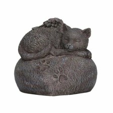 Pet Memorial My Love Sleeping Angle Cat Foot Print Rock Urn Bottom Load 30 Cubic