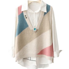 Women Vest Waistcoat Jumper Sweater Tank Tops Knitwear Retro Knitted V Neck