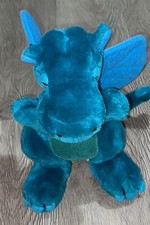 Vintage 1983 Dakin Dragon Plush Teal Blue Green Wings Mythical Stuffed Toy