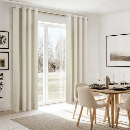 Schallschutz Vorhang Blickdicht Leinenoptik Schlafzimmer Naturfarben 100% Ver... - Bild 7 von 8