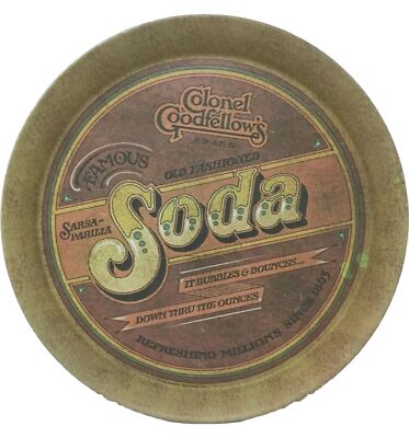 Vintage 1979 Colonel Goodfellow s Sarsa-parilla Soda 13'' Metal Tray c3