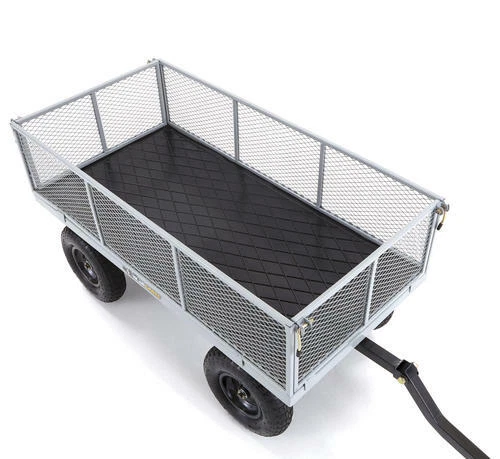1200 Lb Gray Yard Cart Removable Steel Mesh 13" All Terrain Wheels Utility Wagon - Image 4 of 4