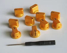 10x Guitar AMP Effect Pedal Knobs Davies 1510 Style Pointer Knob Set Screw Gold