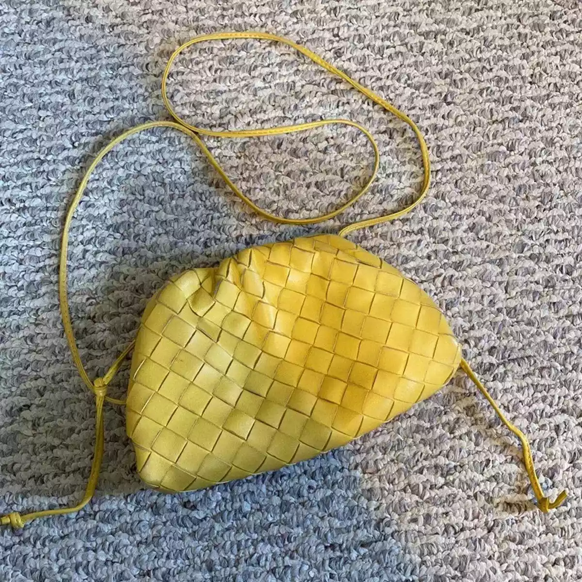 BOTTEGA VENETA yellow mini Leather Woven Pouch Clutch Crossbody Bag