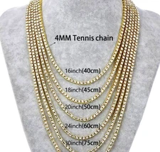 14k Gold Plated Iced CZ 1 Row Tennis Choker Chain Necklace 16" 18" 20" 30" USA