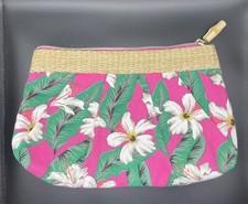 Estee Lauder Hibiscus Print Makeup Bag Zip Closure