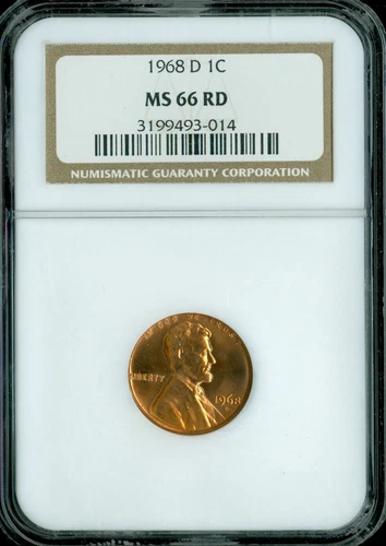 1968 D LINCOLN CENT NGC MS66 RED 2ND FINEST REGISTRY *