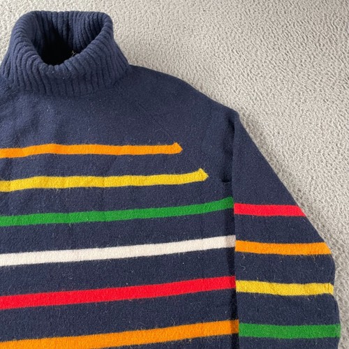 J. Crew Multistripe Rainbow Supersoft Yarn Turtleneck Sweater Alpaca Wool Small - Picture 3 of 10