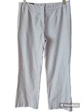 Escada Women's Flat Front Blue White Striped Straight Leg Trouser Pant sz 36