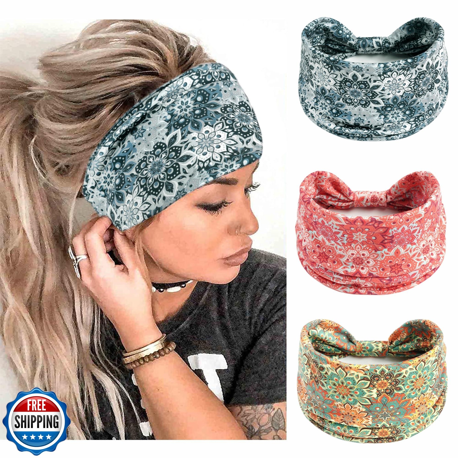 STGDAK Stretchable Knotted Turban Headbands Fashion Hair Bands for Women