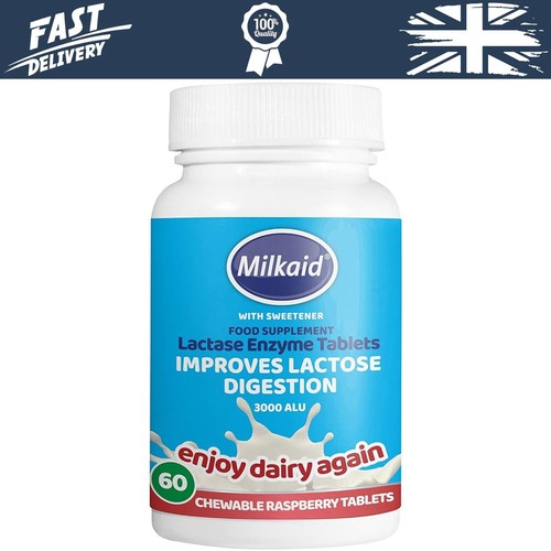 Lactase Enzyme - 60 Raspberry Tablets to Improve Lactose Digestion