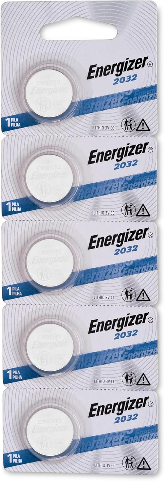 Energizer CR2032 3V Lithium Batteries 5 Pack for Key Fobs, Remotes and Watches