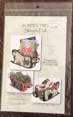 Sleigh-Full quilt pattern by Aunties Two Pattern 7.5'' x 5.5'' x 5'' FREE SHIPPING