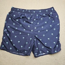 Fusser's Swim Shorts Mens Large Blue Elasitc Waist Board Short Drawstring Lined