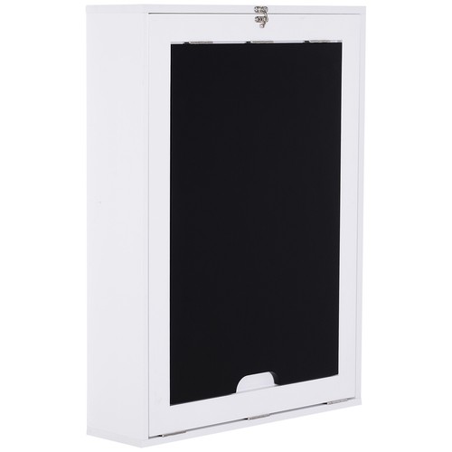 MDF Folding Wall-Mounted Drop-Leaf Table with Chalkboard Shelf White - Picture 8 of 9