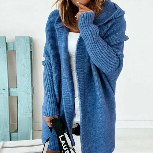 NEU Damen Winter Warm Lange Strickjacke Mantel Kapuze Langarm Cardigan Outwear - Bild 31 von 37