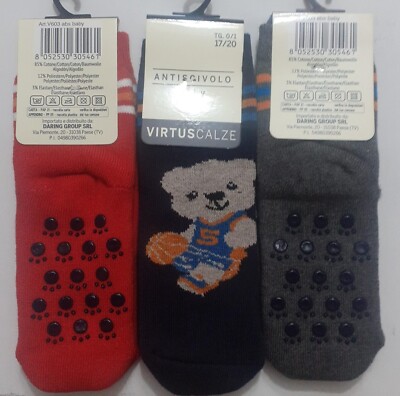 3 Paare Von Socken Kurz Anti-rutsch Mit Gummi Kind IN Baumwolle Virtus Baby V603