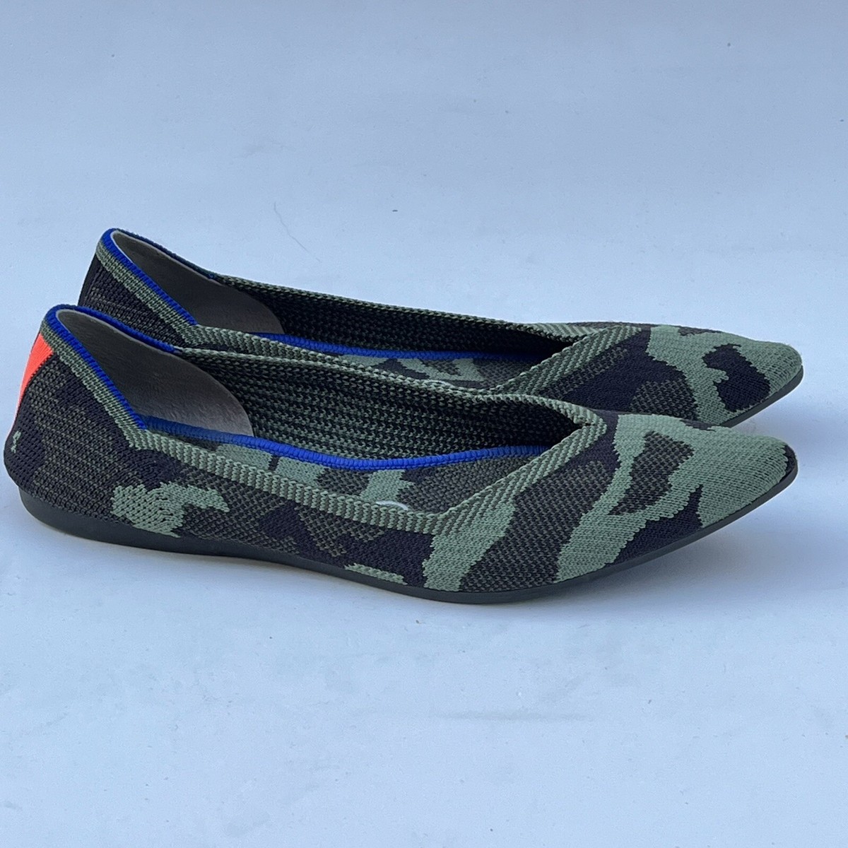 Rothys The Point Womens Size Green Camo Comfort Flats Shoes