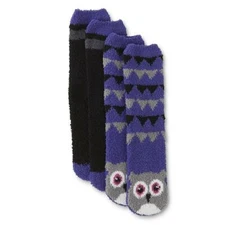 OWL Cozy Fuzzy Soft Socks - bonus pair colorblock- Women's birds owls - NEW tag