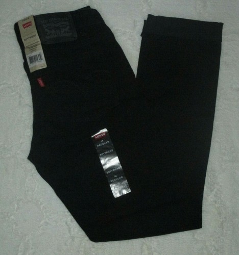 Levi's Girl's 14 Regular Black Distressed Tapered Leg Stretch Boyfriend Jeans