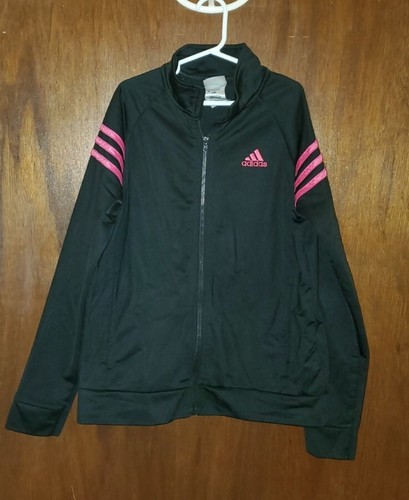 Adidas Black Pink Full Zip Track Jacket Sz Youth Xl