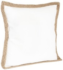 SARO LIFESTYLE 24139.W20S Square Solid Jute-Braided Down Filled Pillow White 20"