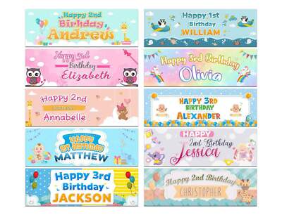 Personalised Birthday Banners Generic Design Children Kids Party Decoration 242