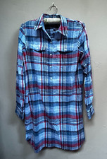 Chaps Women's Long Sleeve Plaid Shirt Dress Size Medium Flag Lake Blue Multi New