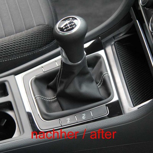 ICT leather gear shift knob boot for Seat Exeo Typ 3R silver stitches B61 - Picture 4 of 6