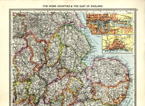 1905 Antique Map ENGLAND EAST SOUTH COAST Hull Docks RAILWAYS Sea Routes CANALS - Picture 6 of 6