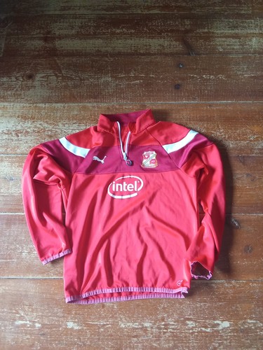Offizieller Puma Swindon Town Fußballverein roter Viertelreißverschluss Trainingspullover M/L